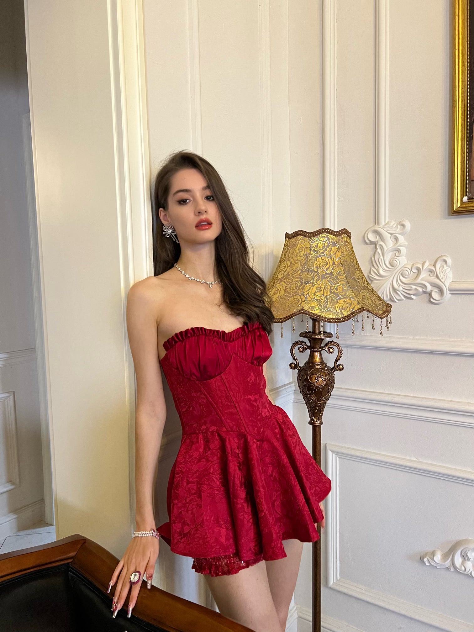 red designer dress
